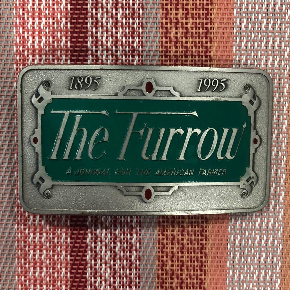 John Deere 1895-1995 The Furrow American Farmer 100th Anniversary Belt Buckle